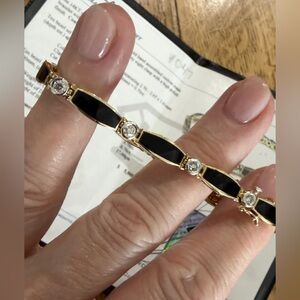 Bracelet in 14kt Yellow Gold, Natural Onyx and .70ct natural Diamonds